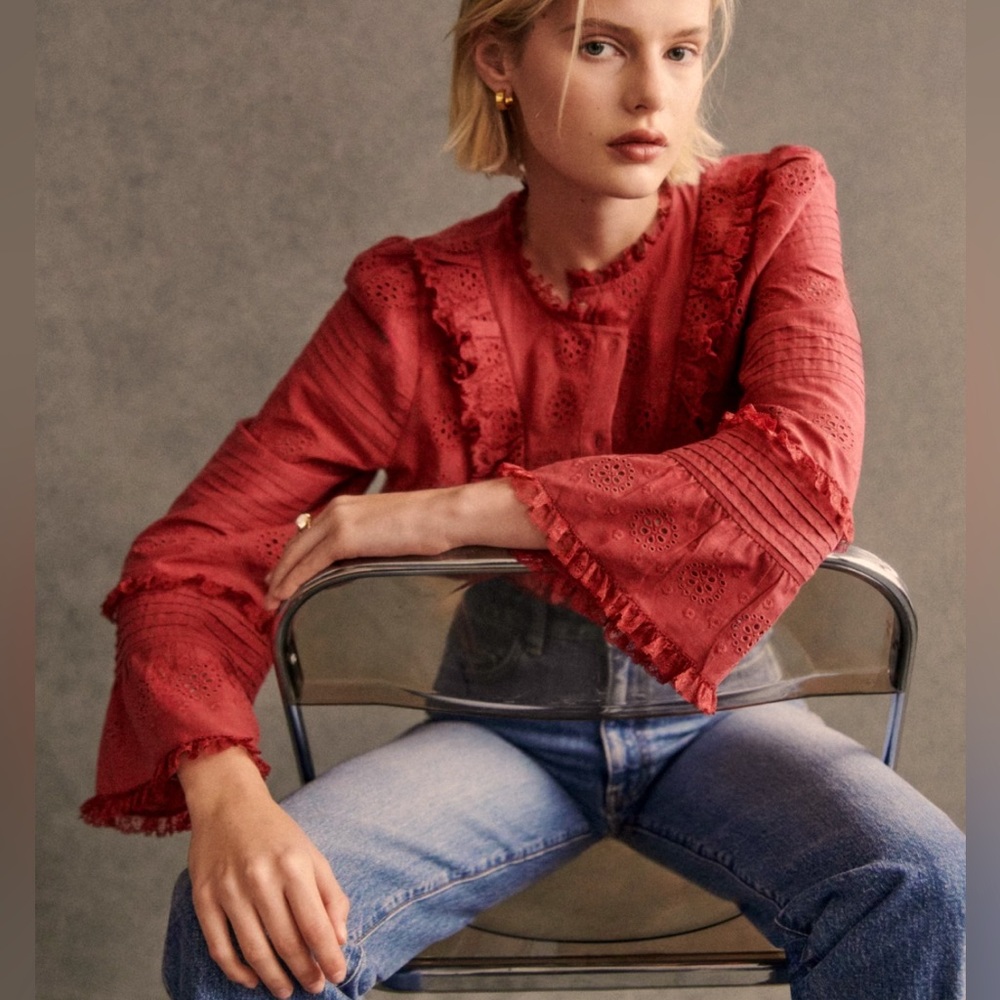 Sézane Nele Shirt in color Rosewood, size 2